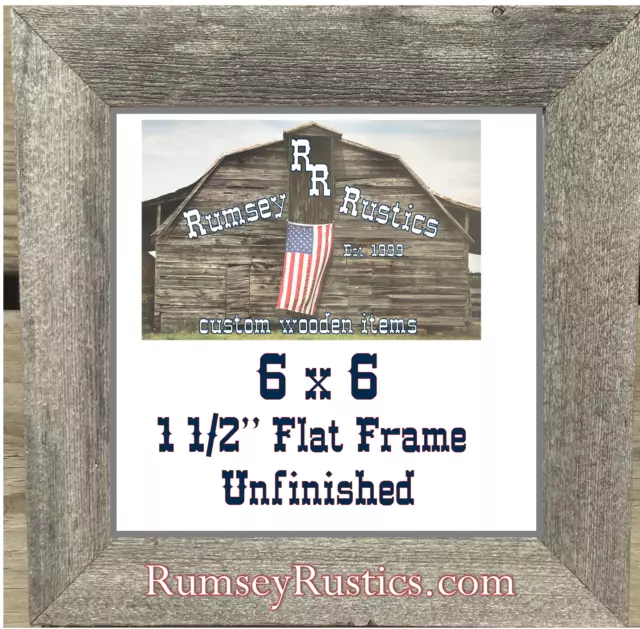 6x6" unfinished old rustic barnwood barn wood distressed photo frame weathered
