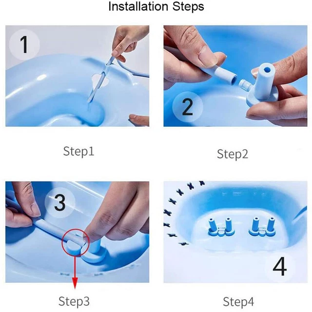 Limpieza de cadera higiene femenina sobre el inodoro con asiento de irrigador baño vaginal