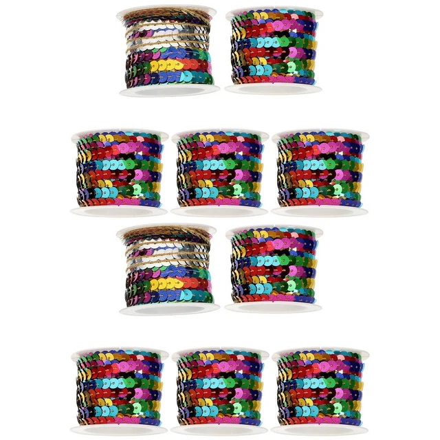 10 rollos cinta de árbol de Navidad lentejuelas cinta borde carrete