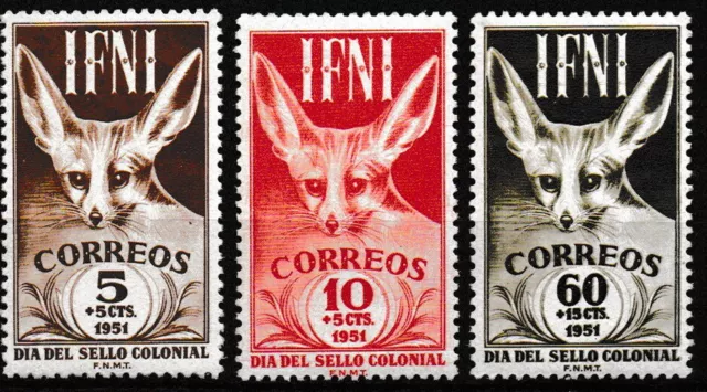 Ifni - set volpe del deserto (Fennecus zerda) nuovo di zecca 1951 Michel 105-107