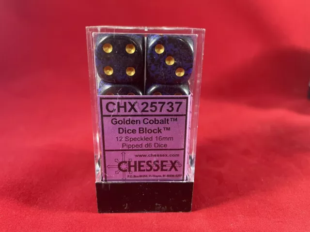 Chessex Speckled Golden Cobalt 16mm d6 Dice Block (12 Dice)