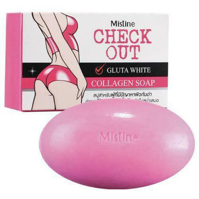Gluta White Soap Collagen Mistine Check Out Bottoms Stretch Brighten Skin 70g x6