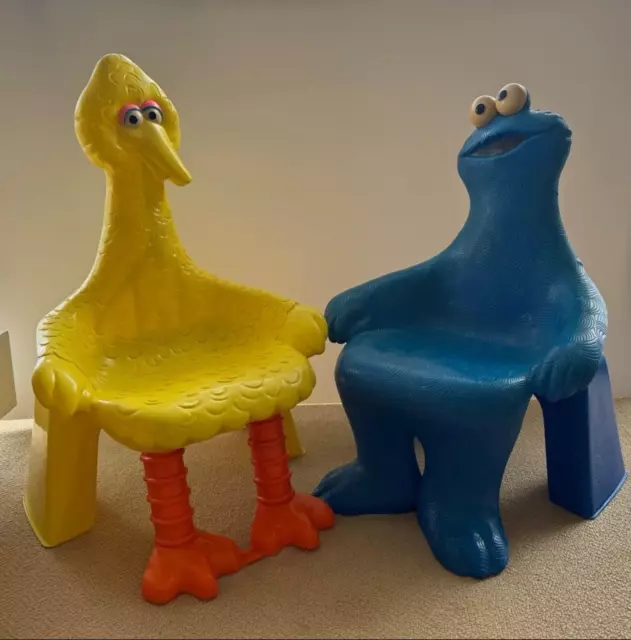 Vintage 1979 Knickerbocker Sesame Street Big Bird & Cookie Monster Chairs