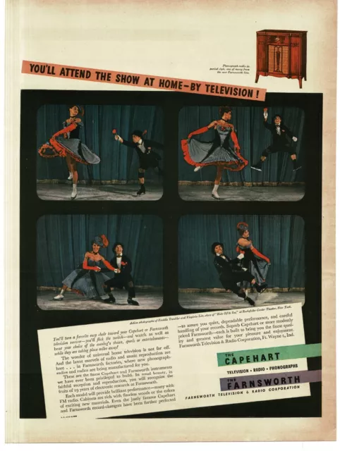 1945 Capehart Farnsworth Television Cabinet Ice Skaters Trenkler & Litz Print Ad