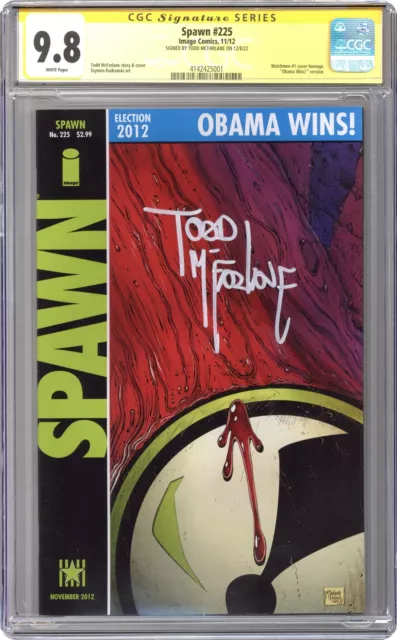 Spawn #225A ¡Gana McFarlane Obama! CGC 9,8 SS Todd McFarlane 2012 4142425001