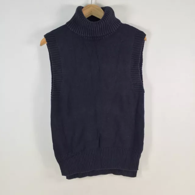 Seed heritage womens knit pullover vest size XS navy blue turtleneck 076004