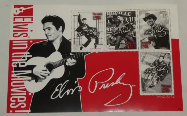 Elvis Presley $1200 Tanzania Stamp Souvenir Sheet 4 Stamps In the Movies Rock 3