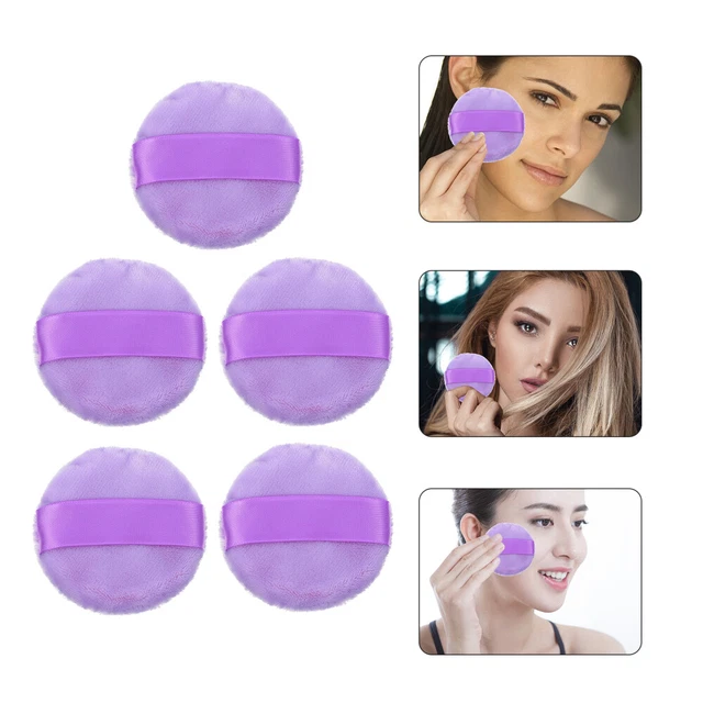 5 Pcs Puderquaste Puderquaste Reine Baumwolle Gesicht Puff Violet