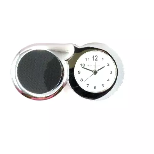Widdops Alarm Clock Silver Coloured Case Mini Fold Away 5.5 CM Gift Timekeeping