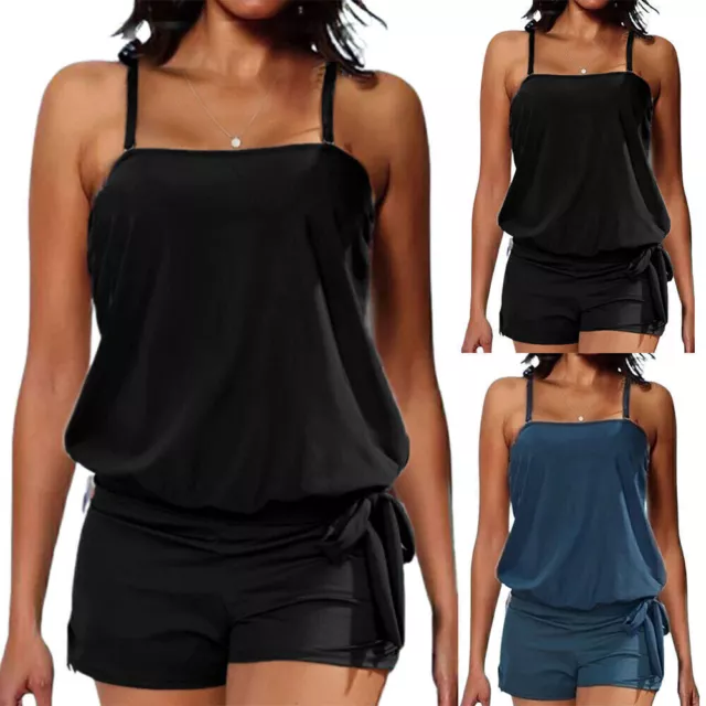 Para mujer Acolchado Tankini Top sin mangas + Juegos de pantalones cortos Traje de baño de verano Disfraz de natación Nuevo