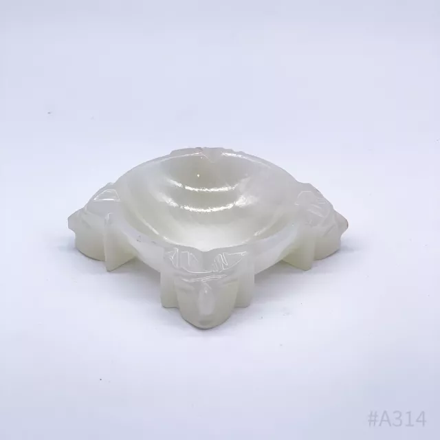 Vintage Onyx-Marmor Cenicero Con Alivio de La ,Tallado Hecho a Mano Blanco 9x9cm