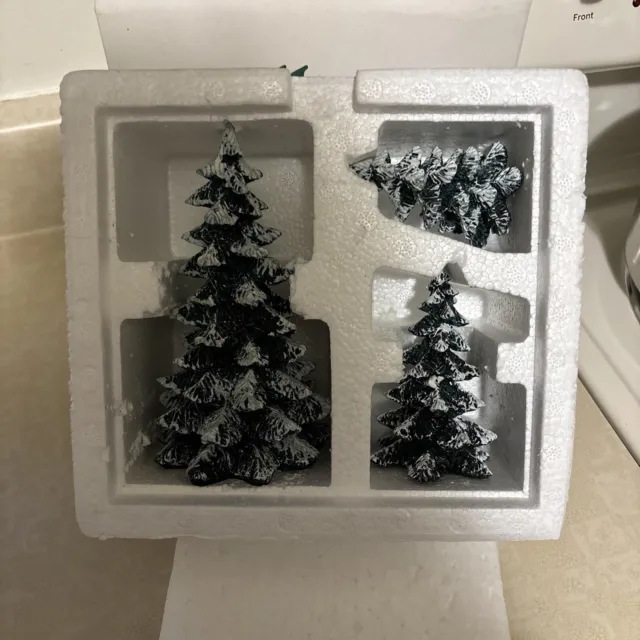 Dept 56 Evergreen Trees Set of 3 Christmas Village Accessories 5205-1 With Box