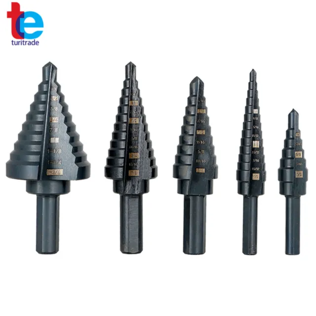 5pieces Step Drill Bit Set Black Oxide M2 Multiple Hole 50 Sizes 1/8- 1-3/8" HSS 2