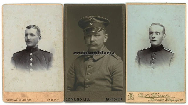 3x Orig. Foto CDV Portrait Soldaten in HANNOVER - I.R.74 - Studio Lill Hassert