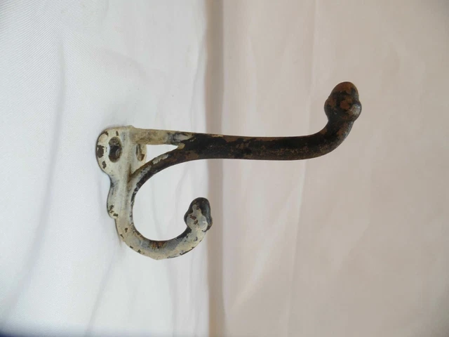 Antique Cast Iron Coat Hook / Tool Hook / Plant Hook Chippy Paint Hardware