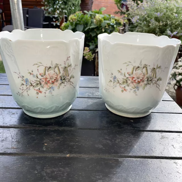 Paar antiker Blumenübertöpfe, Cachepots, original Biedermeier