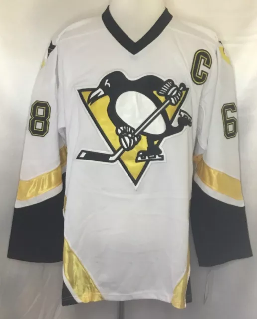 CCM Authentic Jagr Pittsburgh Penguins Diagonal NHL Hockey Jersey Black 44