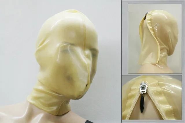 100% Latex Rubber Gummi Maske Mask Hood 0,45mm Schwarz Catsuit Ganzanzug