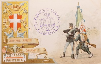SEMPRE AVANTI SAVOIA!! 6° REGGIMENTO BERSAGLIERI Cartolina militare 