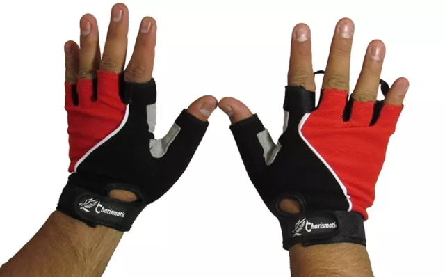 Amara Padded Palm Red Gloves By Charismatic Weight Lifting Cycling Gym Fitness S