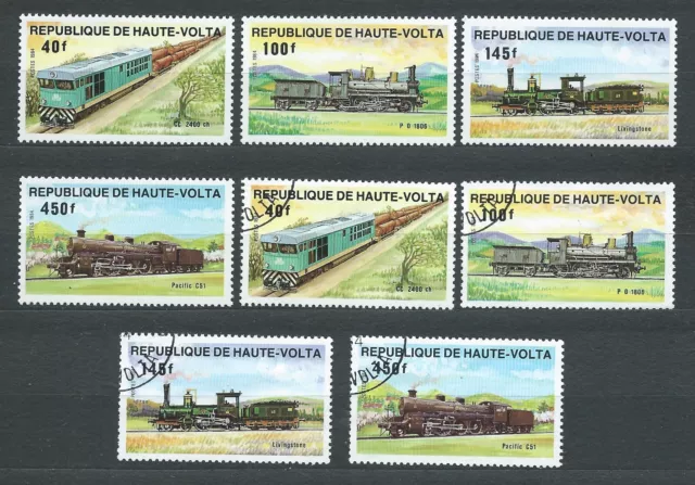 AFRIQUE HAUTE VOLTA - 1984 YT 624 à 627 TRAINS - TIMBRES NEUFS** + OBL. / USED