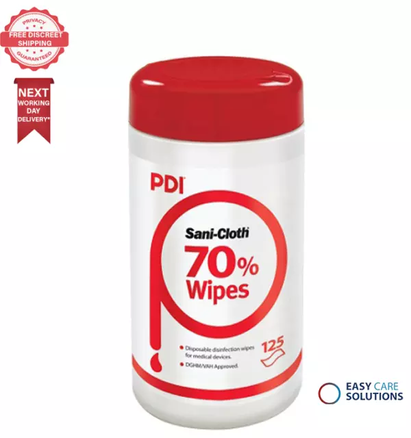 125 x Sani Cloth 70% Alcohol Wipes Surface disinfection Cleaner - 1 Pack of 125