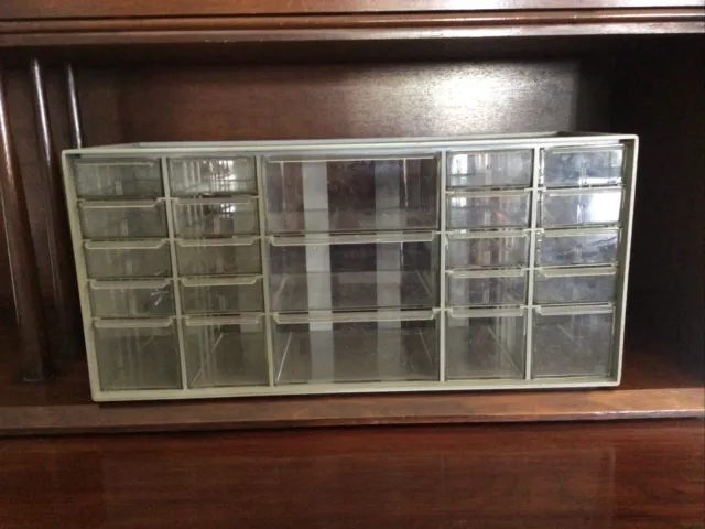 Vintage Akro-Mils model 10-136 Gray 23 Drawer Plastic Storage Cabinet