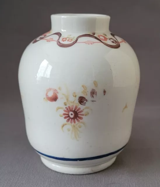 Rare English Ribbon Border Hard Paste Porcelain Tea Canister C1790-1800