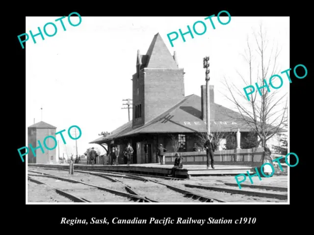 OLD 8x6 HISTORIC PHOTO OF REGINA CANADA CANADIAN PACIFIC RAILWAY STATION 1910