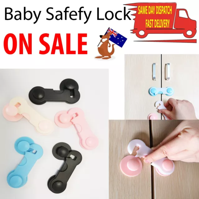 Child Kids Baby Safety Lock For Door Drawers Cupboard Cabinet Adhesive