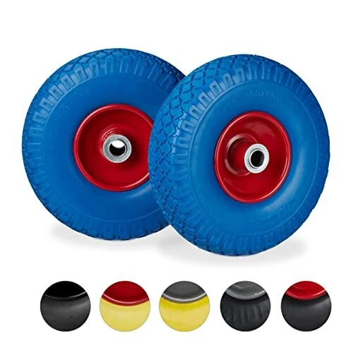 Relaxdays Diable 2X Roue de brouette Caoutchouc pour axe de 20 mm 3.00-4" 260...