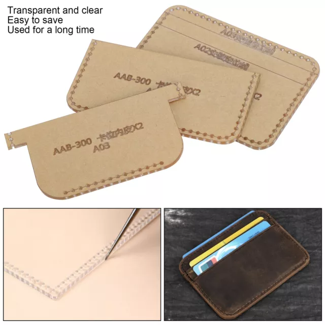 3Pcs Acrylic Template Card Bag DIY Leather Pattern Wallet Mold Craft Tools
