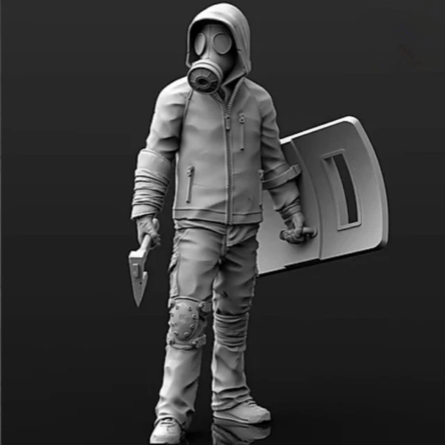 1/35 Resin Figure Shield One Person Unpinted Unassambled C575 Model Kit Toy