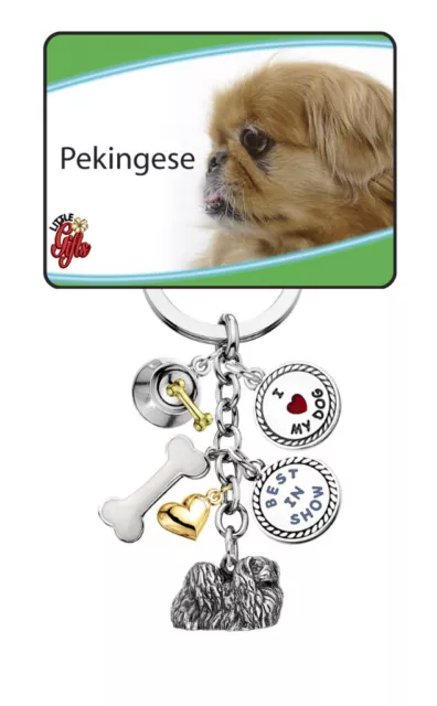 PEKINGESE I Love My DOG Key Chain Little Gifts Key Ring with 6 Charms