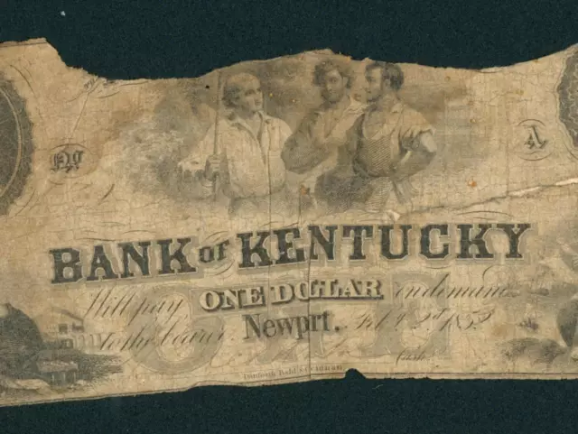 $1 1852 Bank of Kentucky - Newport Obsolete Note ** PAPER CURRENCY ((REPAIR))