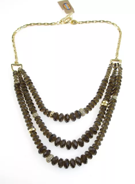 FOSSIL Brand Vintage Revival Smoky Pave Rondelle Bead Necklace NEW $168