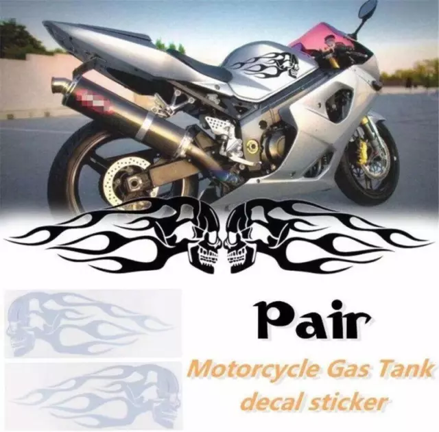 DIY Motorcycle Gas Tank Flames Skull Vinyl Decal Waterproof Decoration Sticker