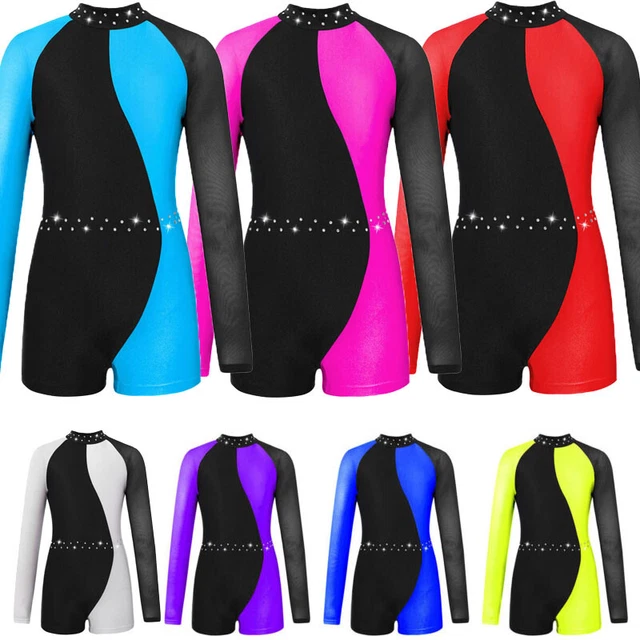 Tuta da bicicletta Colorblock Balletto Danza Leotard Unitard Ginnastica Bambina