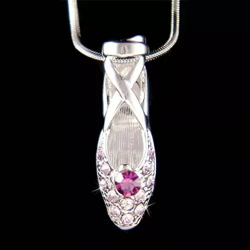 Purple BALLERINA Slipper made with Swarovski Crystal Ballet Pointe Shoe Necklace