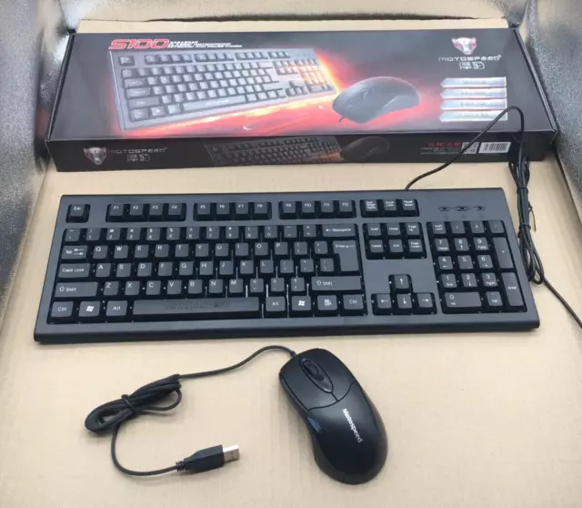 5 x Motospeed S100 Full Size Waterproof Keyboard and Mouse Sets USB NEW