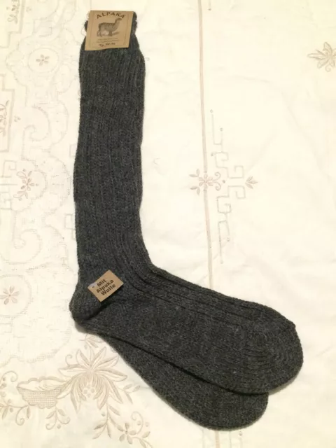 Calze calzini 40% Alpaca gamba lunga Tg piccola media grande Grigio UOMO / DONNA