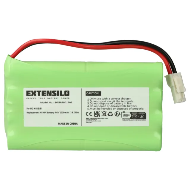 Batterie 2000mAh pour Somfy M3 HR15/51, MB-9.6V 8KR15/51, MGH956375B