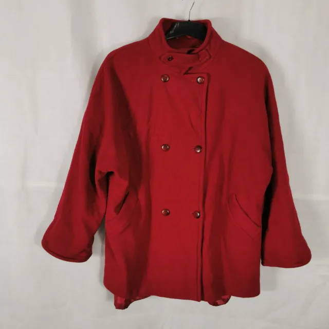 Ladies Coat Size 20 St Michael Marks And Spencer Red Pure Wool Vintage 80s