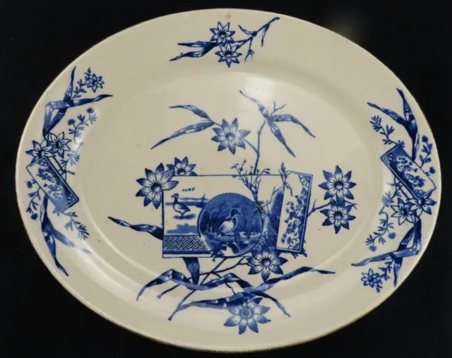 Antique Serving Plate Platter Blue White China Victorian Aesthetic Edge Malkin