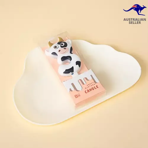 3rd Birthday Cow Candle Party Animal Decor | Number 3