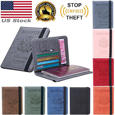 Slim PU Leather Travel Passport Wallet Holder RFID Blocking ID Card Case Cover