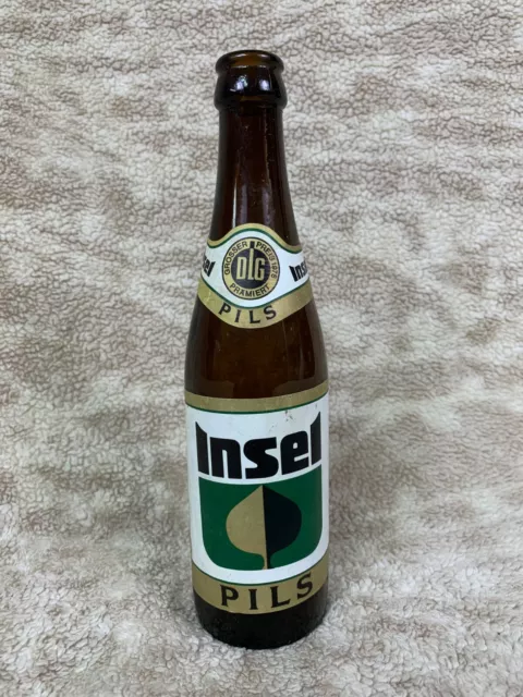 🍺🇧🇪 Vintage Insel Pils Beer Bottle Glass Brown Empty German Barware BB02🇧🇪