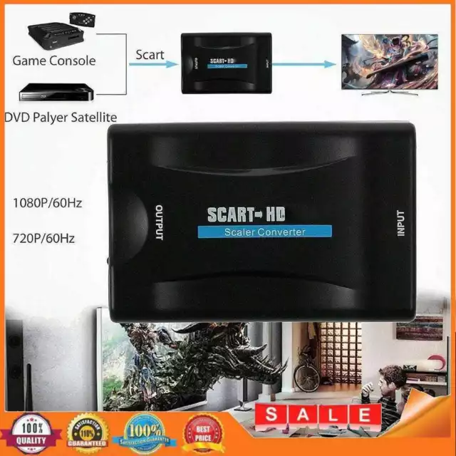 1080P HDMI to SCART Video Upscale Converter Audio Adapter for HD TV Plug n Play