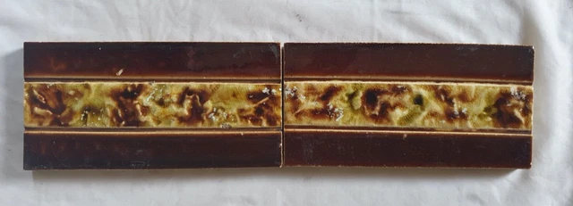 A Pair Of Antique (6 X 3) Inch Border Tiles, Circa 19Th Century