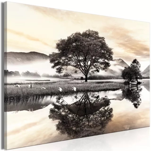 Vlies Leinwandbild Natur Landschaft 1 tlg Kunstdruck Wandbilder XXL Baum Gebirge